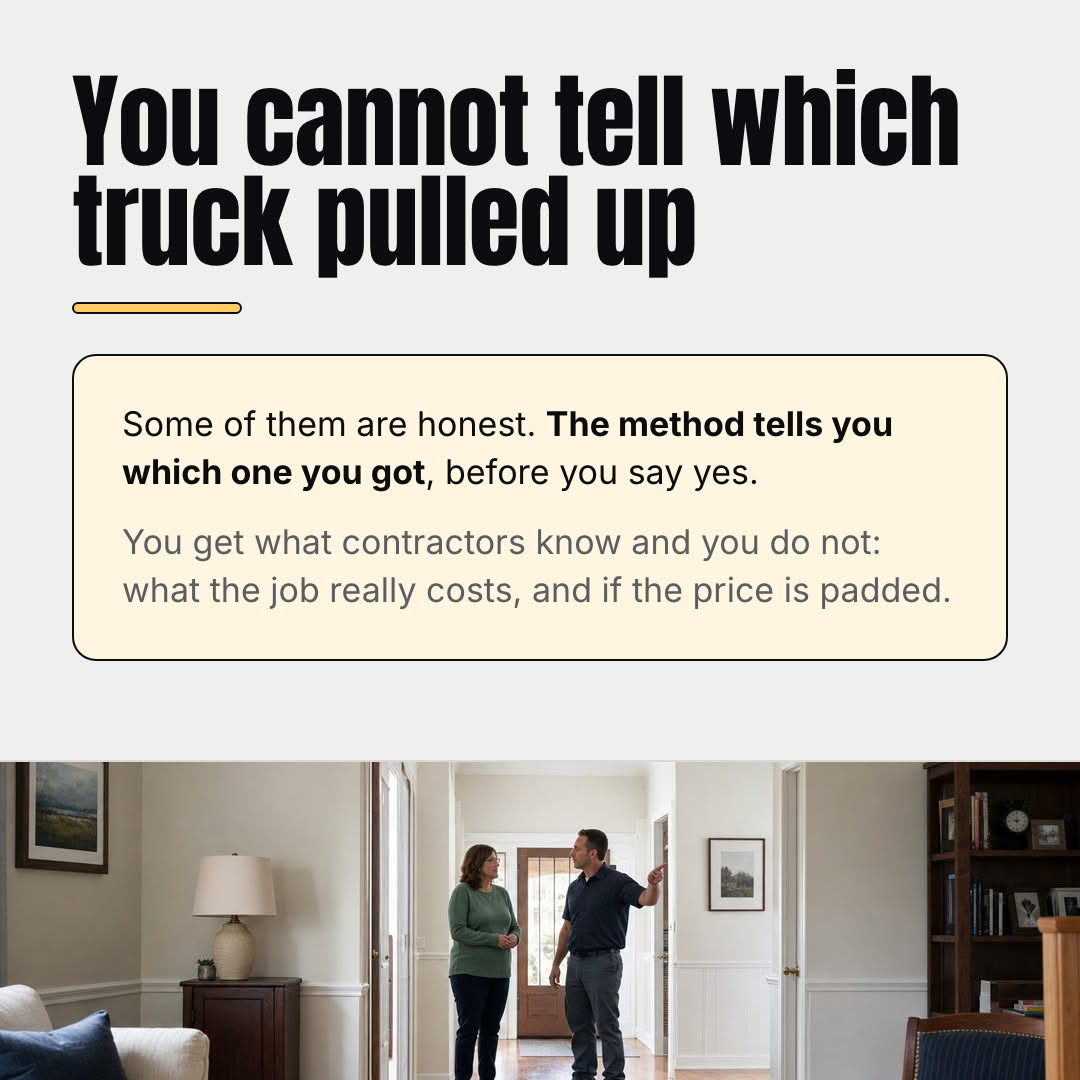 You cannot tell which truck pulled up
